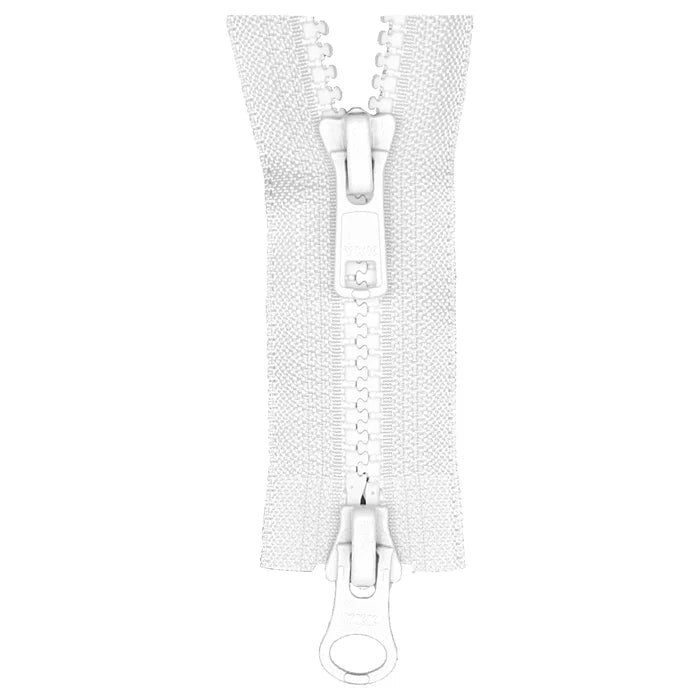 White Two Way Open End Zip - Medium #5