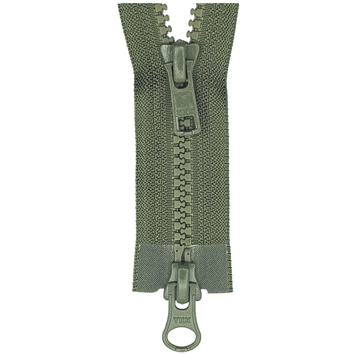 Khaki Two Way Open End Zip - Medium #5