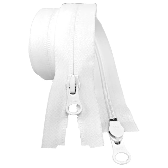 YKK White 501 Two Way Open End Aquaguard Water Repellent Zip