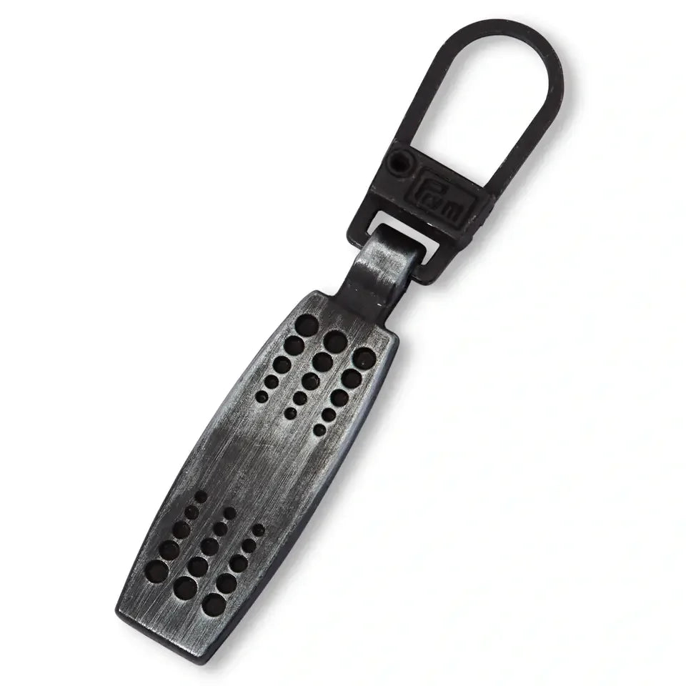 Zipper Puller Dimpled Brushed Metal