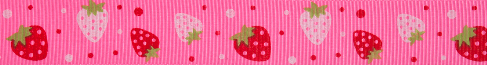 Ribbon: Grosgrain: 5m x 20mm: Strawberries: Pink