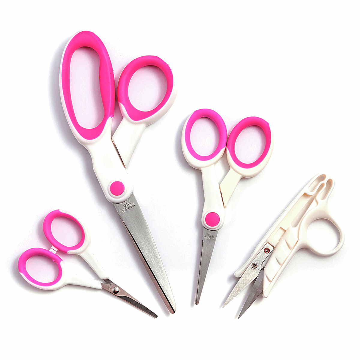 Cutting Set: Hemline Four Piece: Pink & White Scissors and Thread Snips