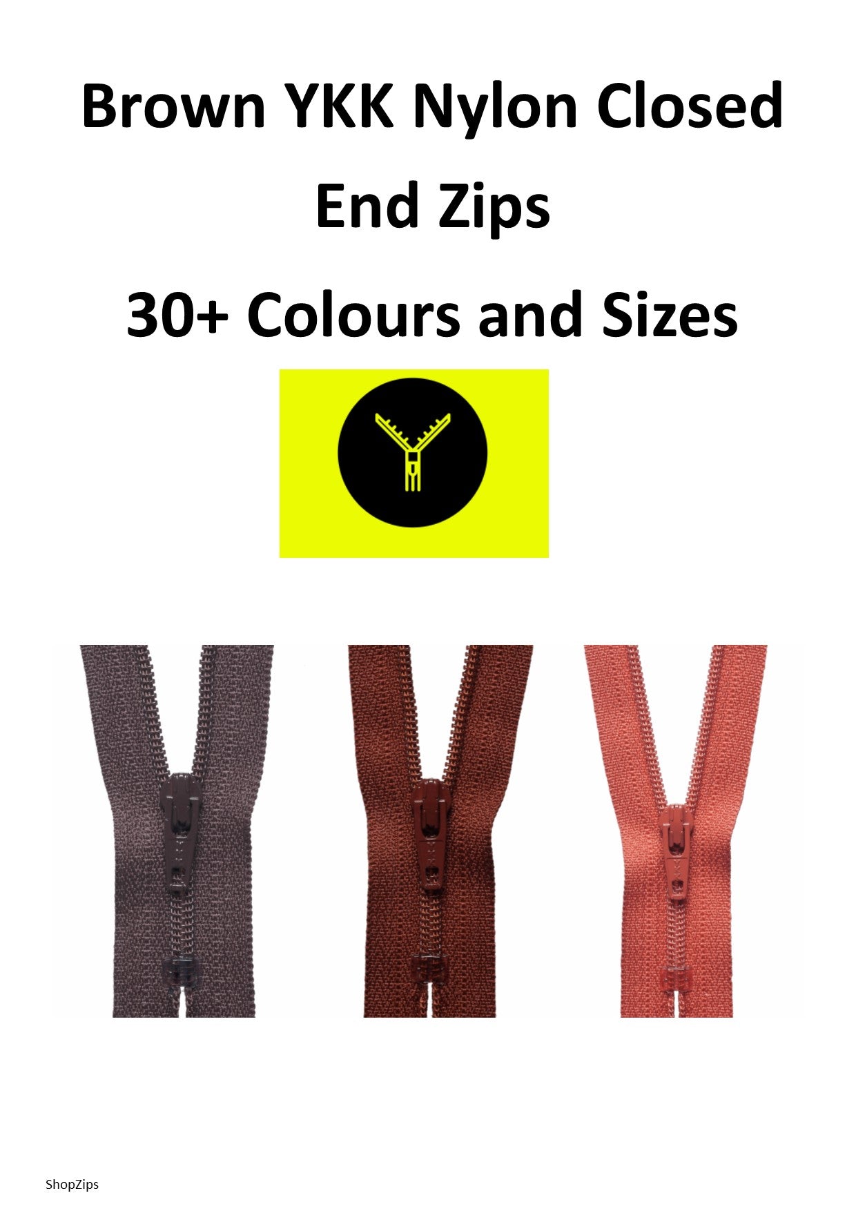 Brown YKK Nylon Closed-End Trouser, Dress and Skirt Zip