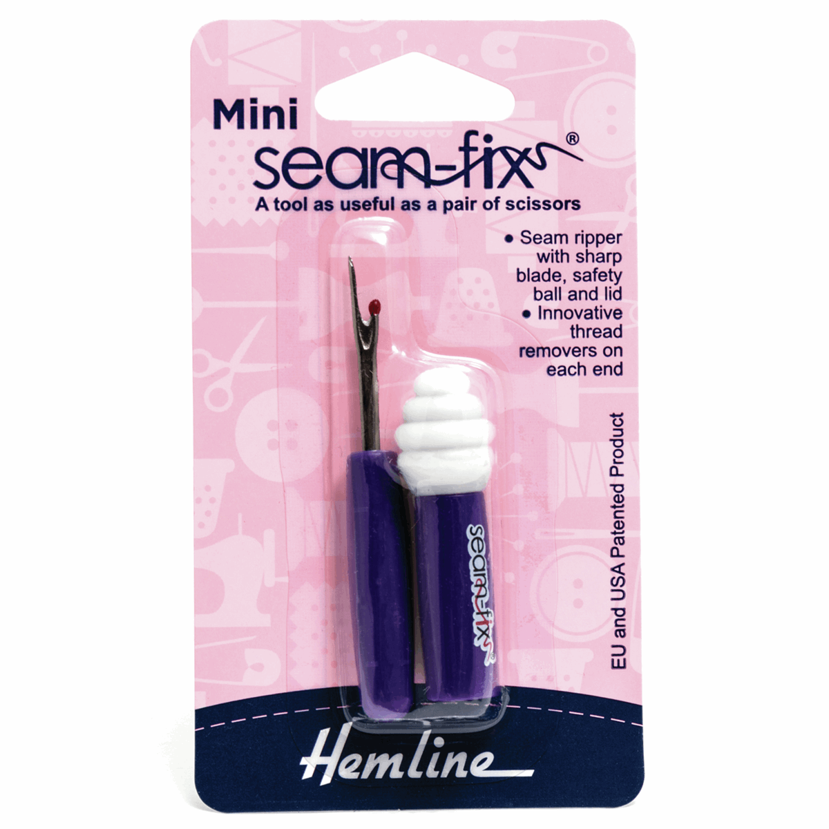 Hemline Mini Seam-Fix Seam Ripper Unpick With Safety Ball & Thread Removers