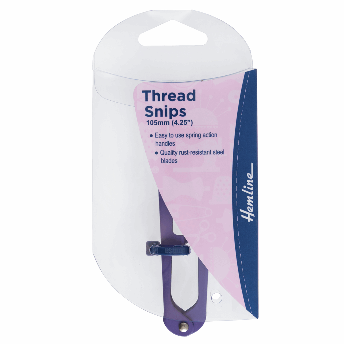 Hemline Thread Snips: 10.5cm/4.25" Scissors Spring Action Handles