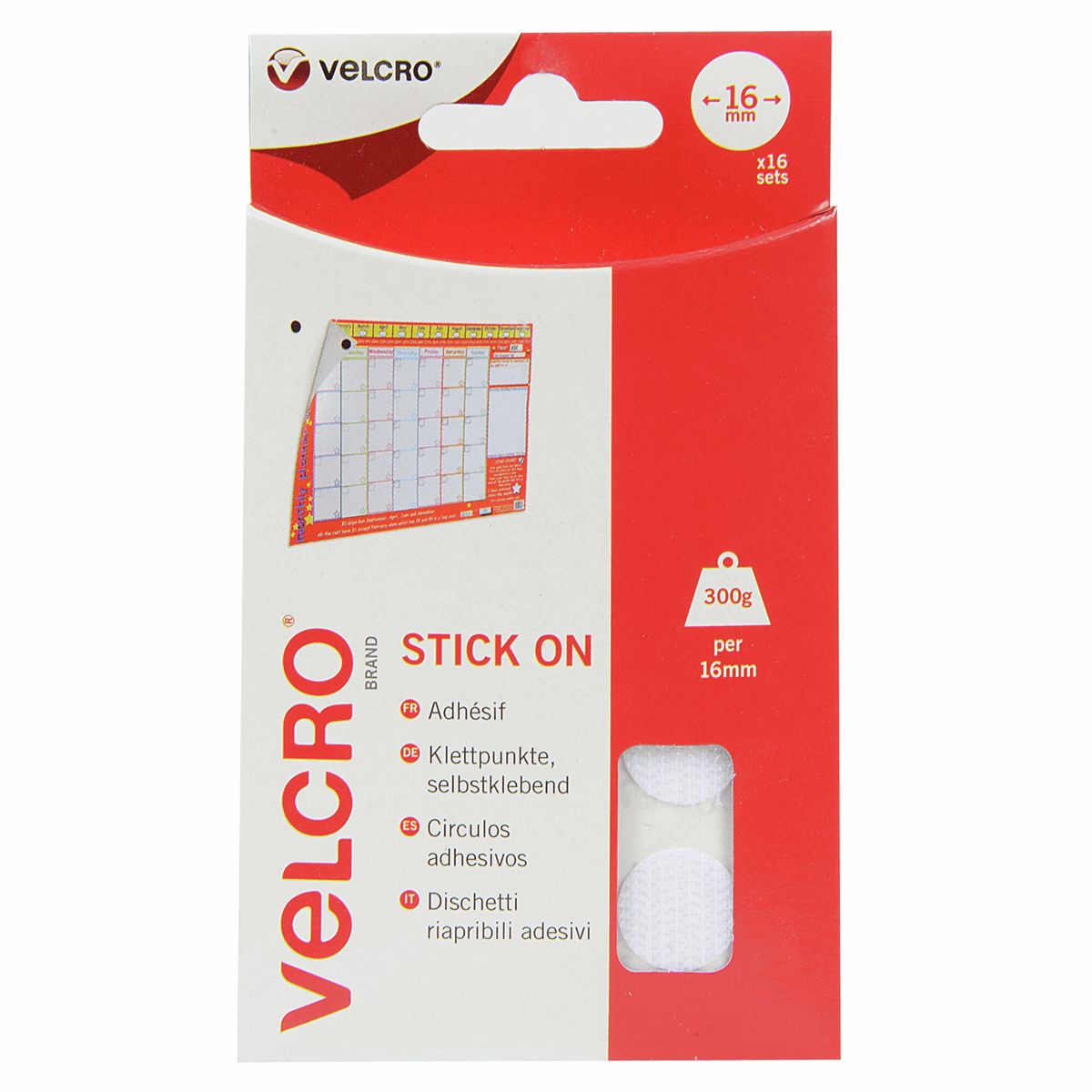 Velcro Stick On Pads - Round Coins - Black or White 16mm