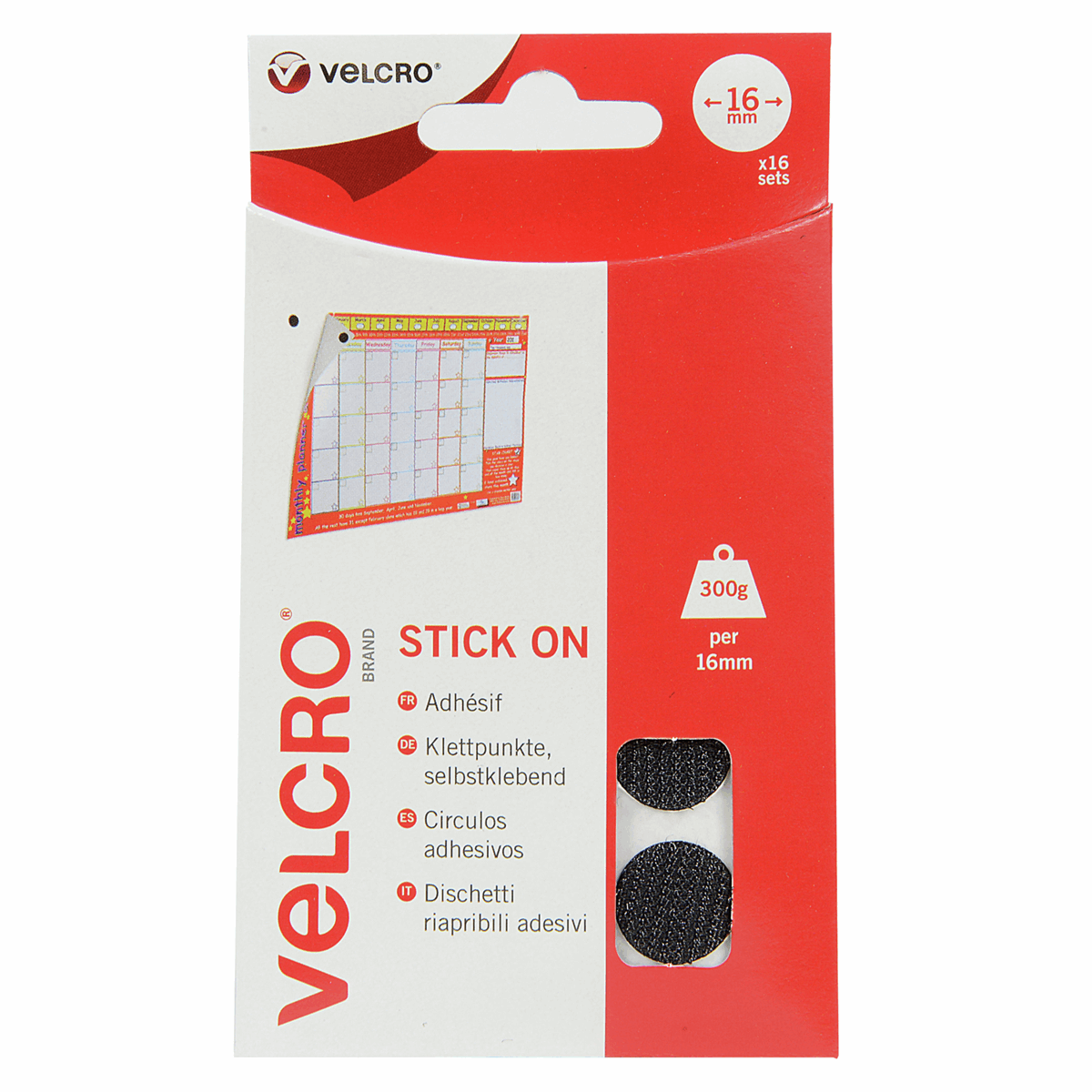 Velcro Stick On Pads - Round Coins - Black or White 16mm