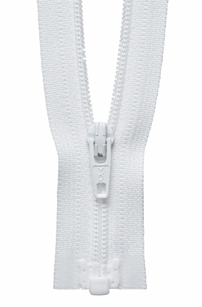 White (501) YKK Nylon Light-Weight Open End Zip