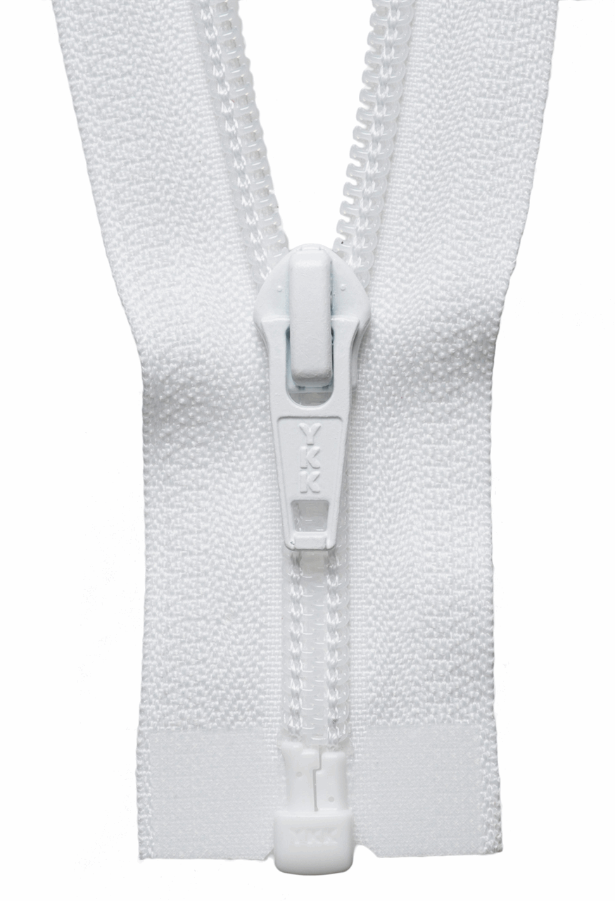 White (501) YKK Nylon Open End Zip