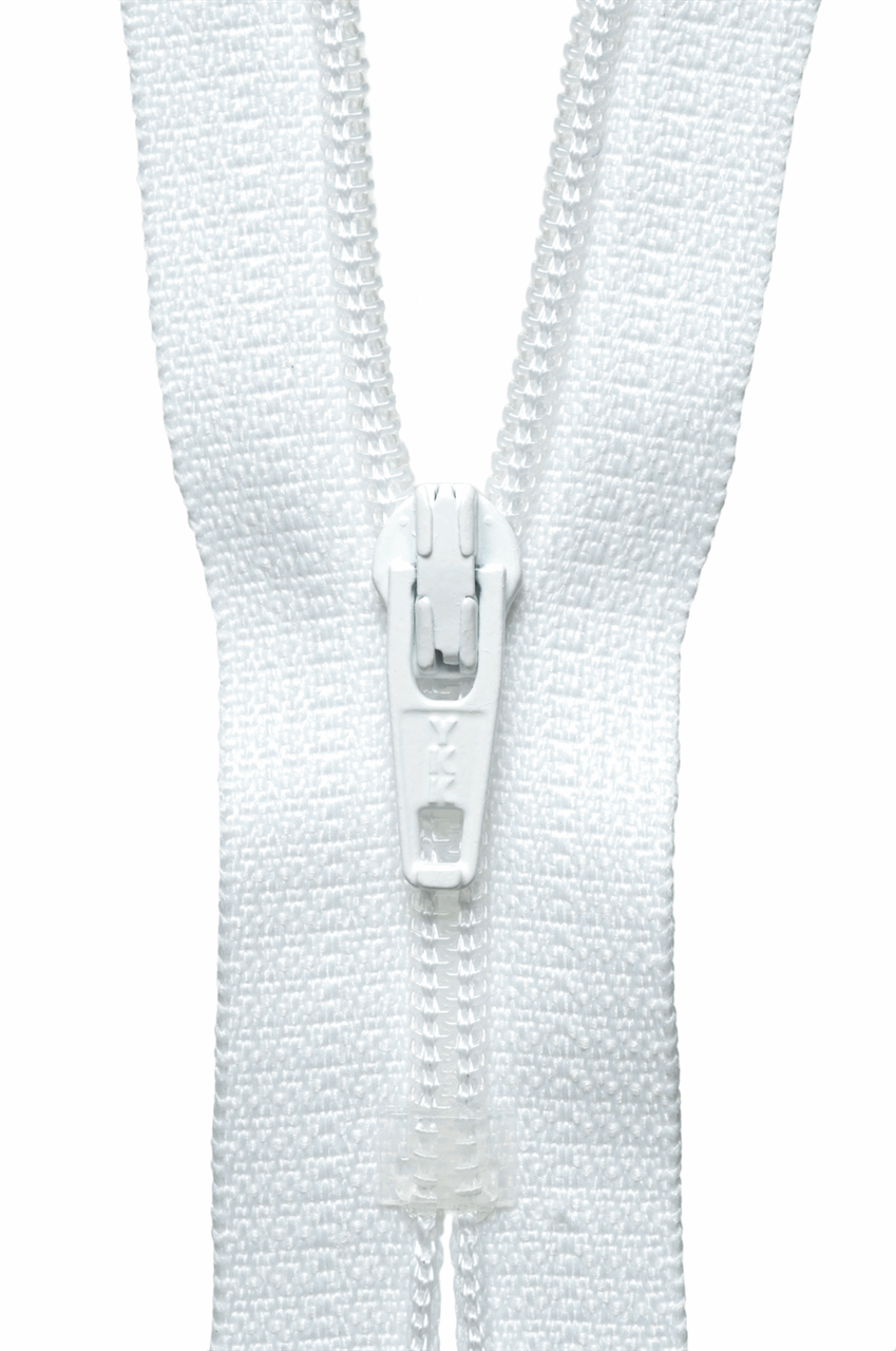 White (501) YKK Nylon Closed End Dress, Skirt and Trouser Zip